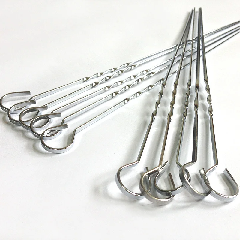 Hot Metal Skewers set 15'' (38cm) x10pcs BBQ Serve Rack Skewers Kabob