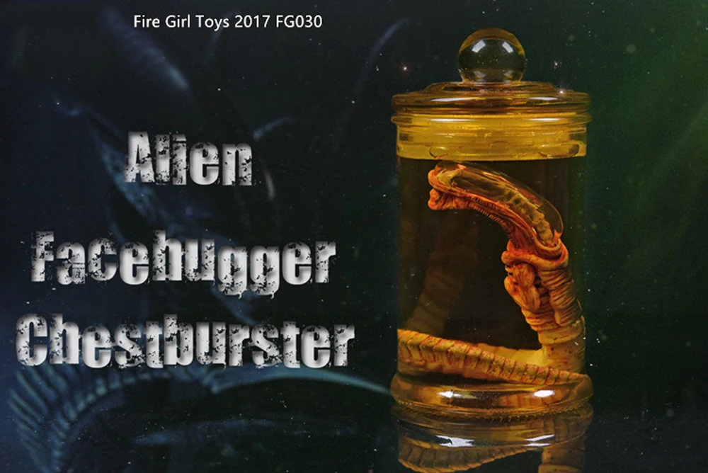 Predador alienígena larva rosto bug + garrafa