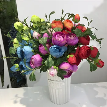 

Flone Artificial silk fake Tea Roses Flowers Bouquet Wedding christmas halloween decorations for Home Party Decoration Floral