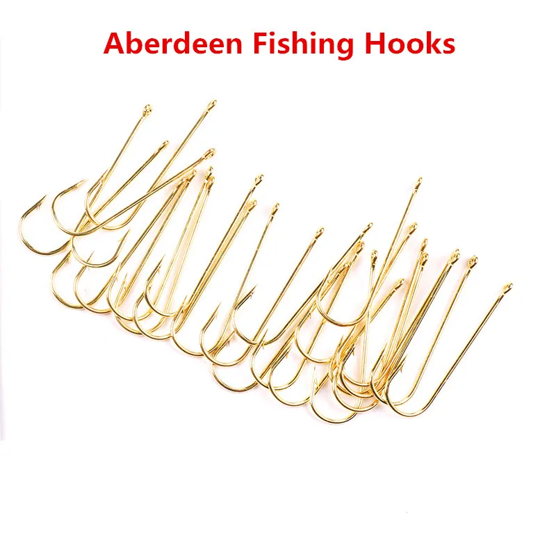 

100pcs Shank Aberdeen Fishing Hooks Fresh Water Living Baits Hook Fish Jig Hooks PanFish Crappie Fishing Tackle Hook Gold