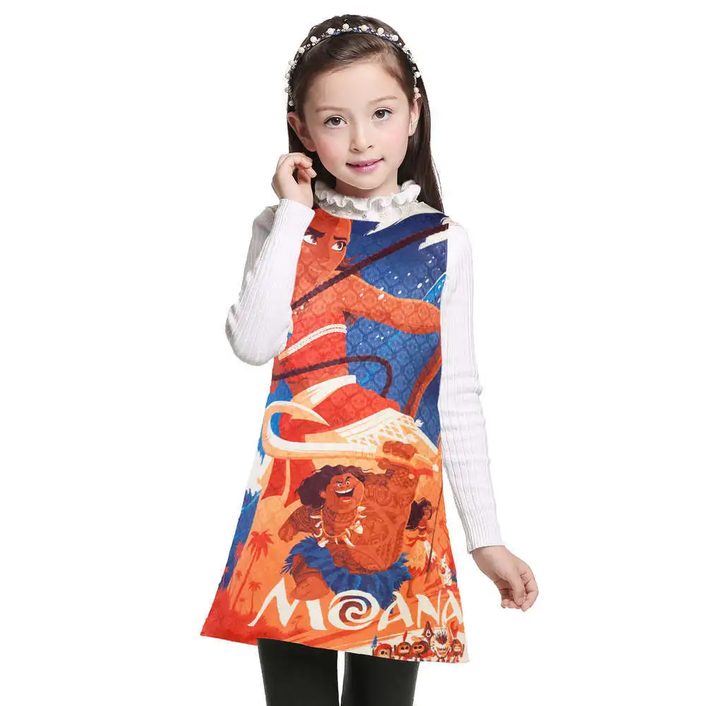 

cartoon princess Moana Girls Dress Sleeveless Kids Dresses for Girls 4 5 6 7 8 9 10 11 12 Year Summer Children Princess Clothing