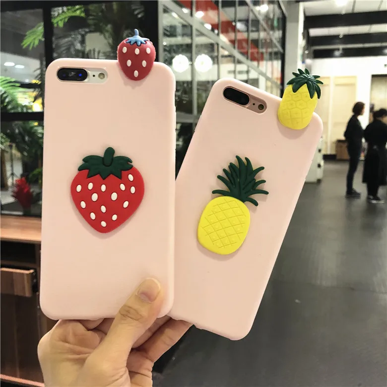 Fashion 3D Fruits DIY Phone Case For iPhone XS Max XR X 6 6s 7 8 Plus 5 5S SE Pineapple Strawberry Cactus Soft TPU Back Cover |