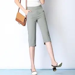 Настоящие модные темпераментные брюки 2019 летние тонкие шелковые хлопковые брюки ноги большой размер повседневные женские укороченные
