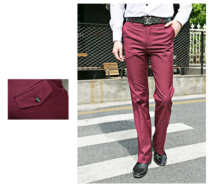 Цвет красного вина брюки-клеш для мужчин весной и летом тонкий срез большой ноги брюки Тонкий корейские брюки синий брюки