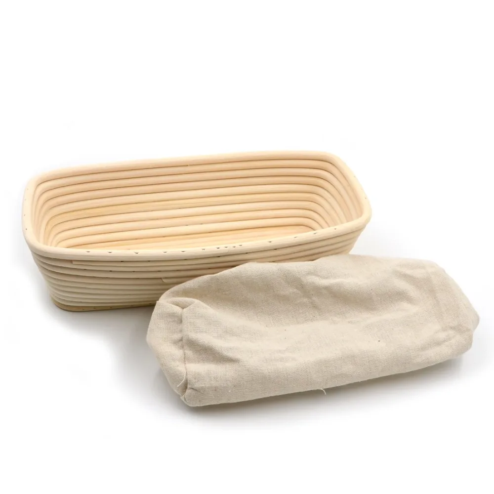 1pc Rectangle 30x14x8cm Bortform Rattan Basket Bread Dough