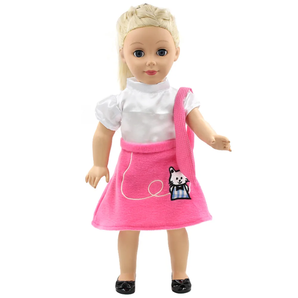 Cute Kitty Patch Doll Girl Pink Dress with Hair Band Fit 18 Inch American Toy Grooming Accessories | Игрушки и хобби