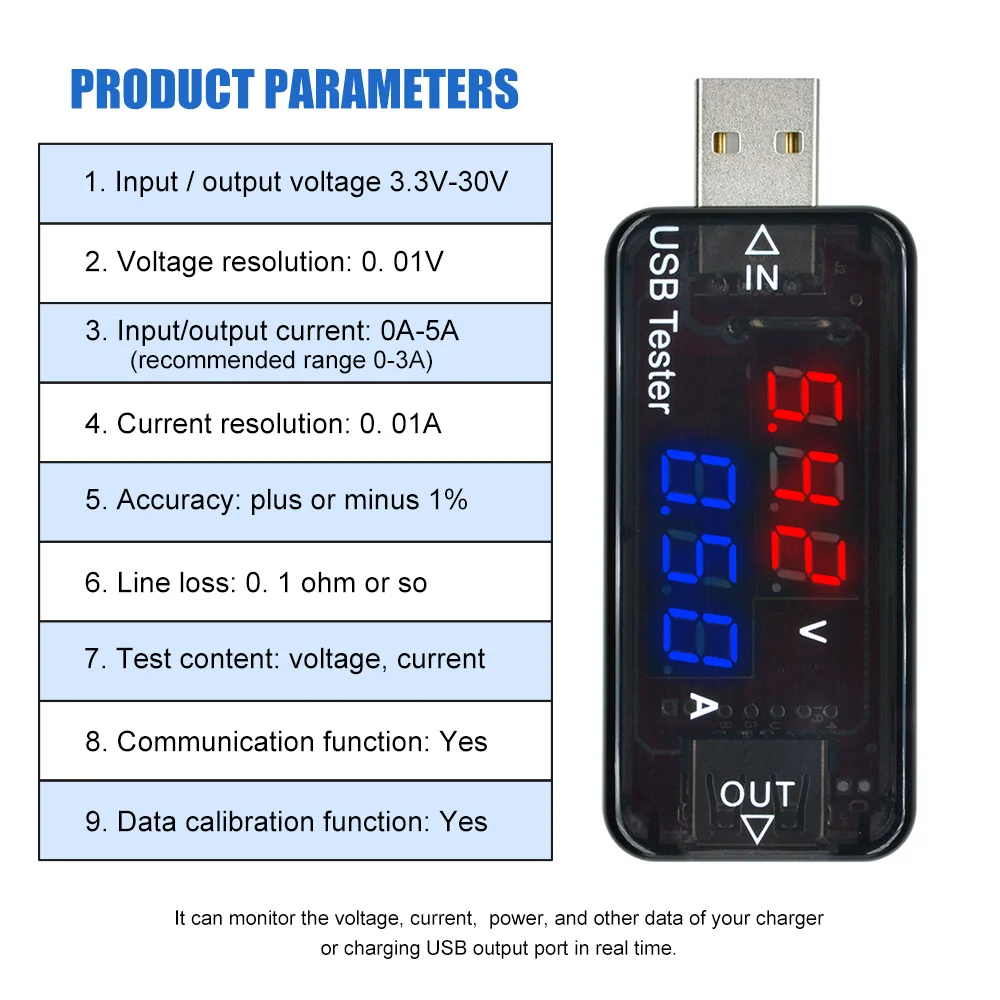 USB ток напряжение зарядный детектор мобильный ток питания и Вольтметр Амперметр Напряжение USB зарядное устройство Тестер двухрядные показывает