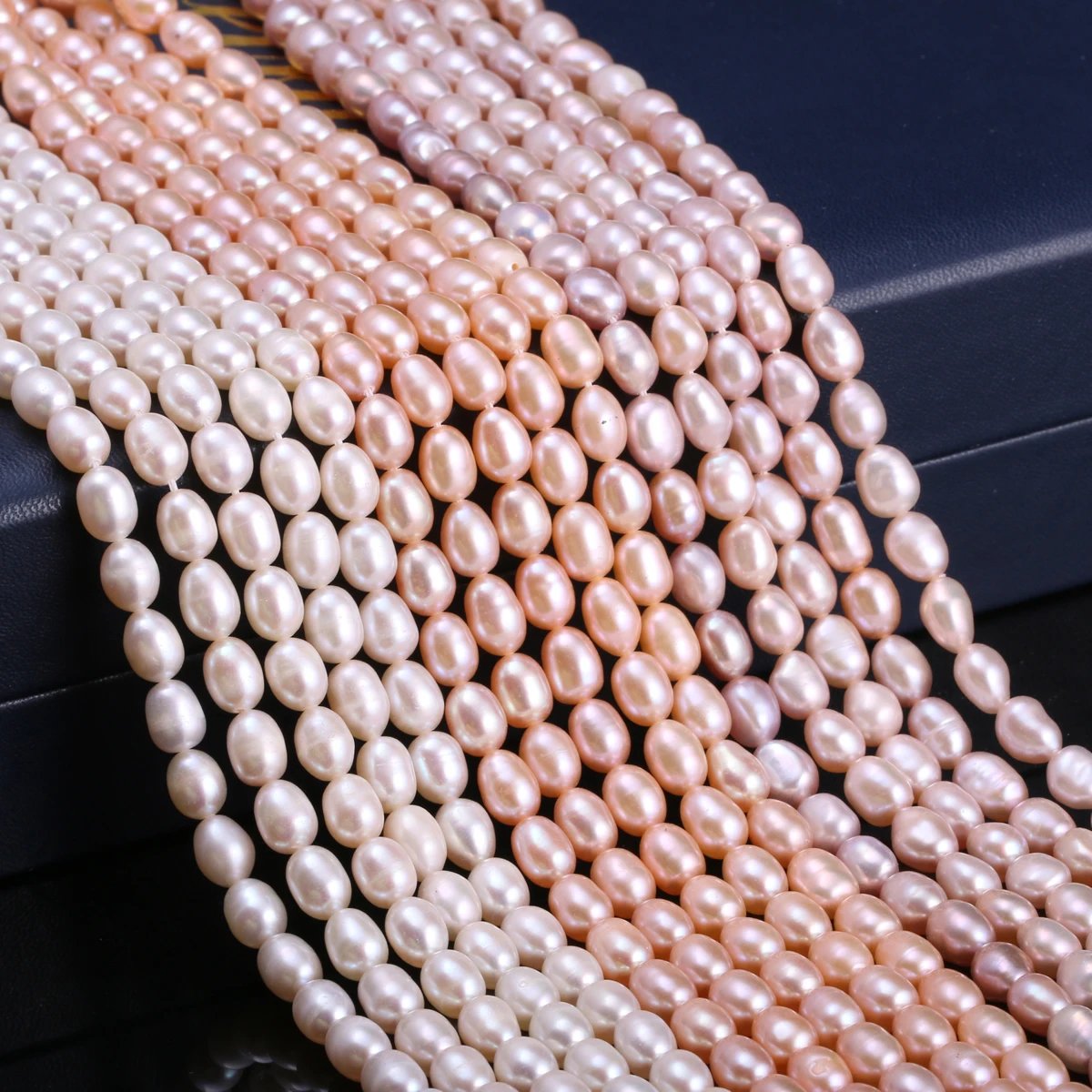 

Natural Freshwater Cultured Pearls Beads Rice Shape 100% Natural Pearls for Jewelry Making DIY Strand 15 Inches Size 5-6mm