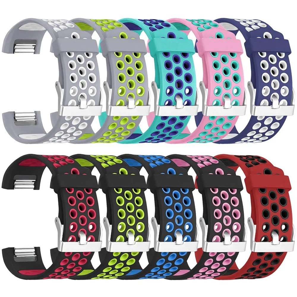 BOX-W Replacement Bands Compatible for Fitbit Charge 2 Adjustable Breathable Wristbands with Air Holes Straps |