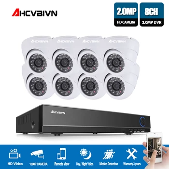 

AHCVBIVN 8CH 2MP 1080P HD DVR AHD Surveillance Kit 4PCS 1080P 2MP Dome Home Security Camera CCTV System Ovif
