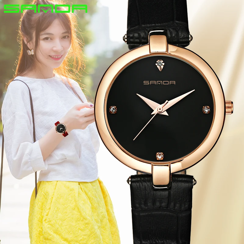 

Fashion Golden Female Watch Women Leather Wrist Watches Woman Quatz Gold Color Clock Saat Relogio Feminino