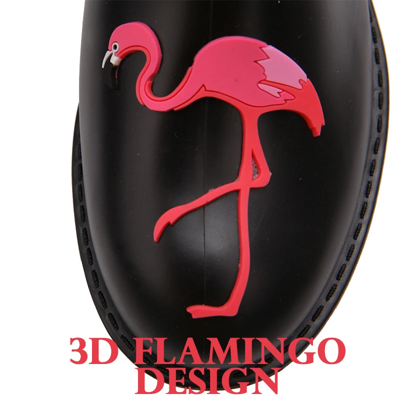DRIPDROP Резиновые сапоги из ПВХ Водонепроницаемые для Женщин с Аппликациями Фламинго