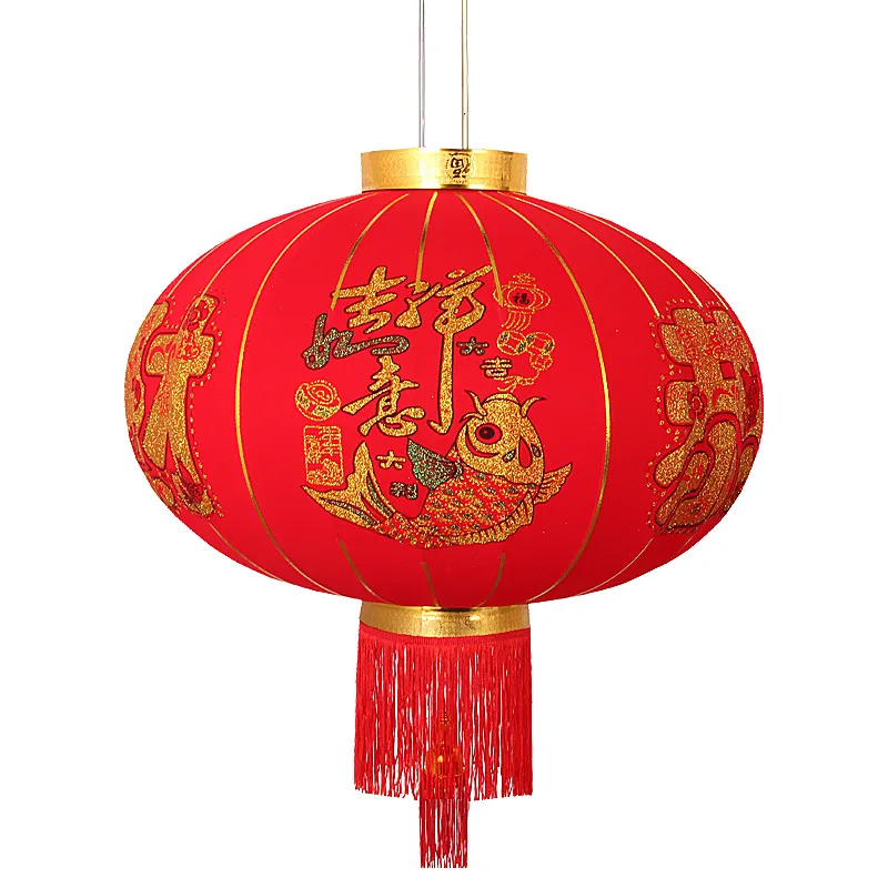 

Big Red Lantern Long-pole Flocking Cloth Lanterns Marriage Festival Lantern Long-pole Red Lantern Decorations Chinese New Year