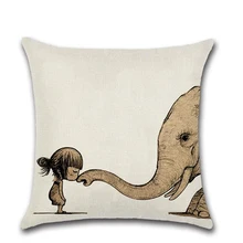 Дикая наволочка для подушки с изображением животного хлопок из льна для стула сиденье и талия квадратная Акула слон динозавр узорная Подушка Чехол домашний текстиль