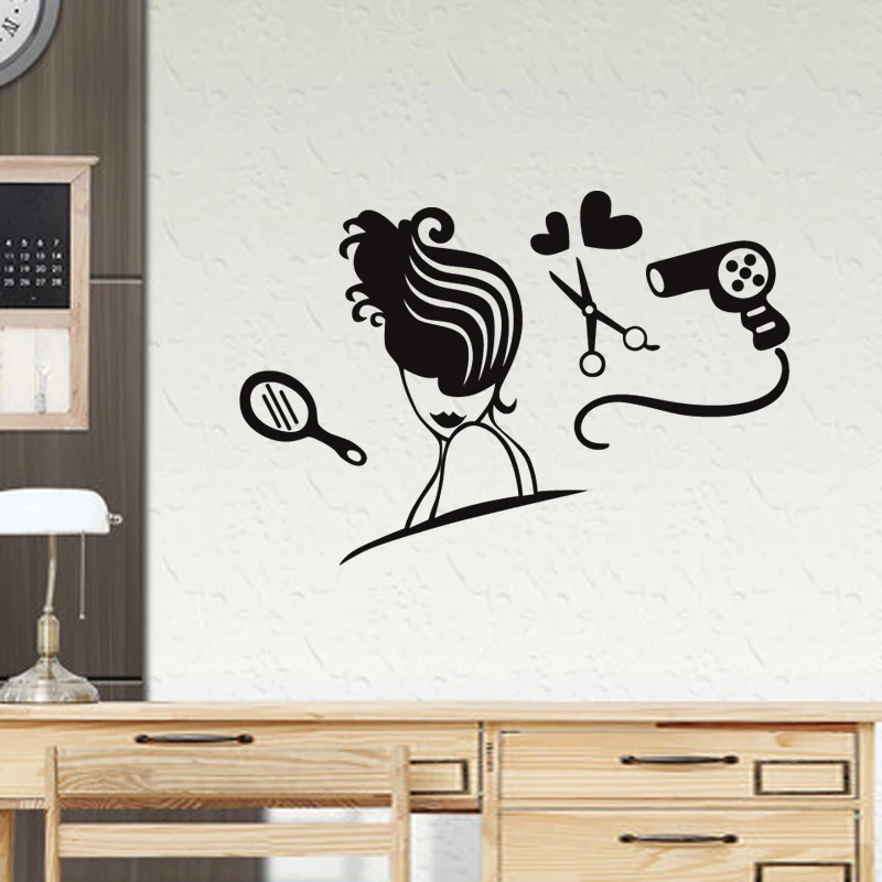 Hairdresser Sex Girls Lady Hair Salon Name Wall Sticker Hair