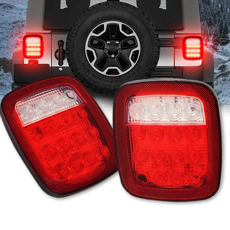 2PCSx Truck Trailer Stud Mount Stop Turn Tail back up Light 16 LED Red