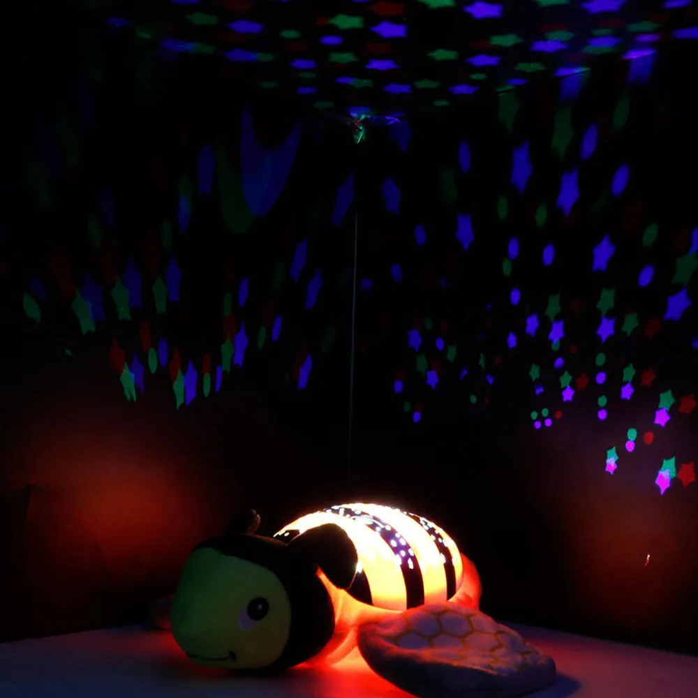 Детская плюшевая игрушка проекционный Ночник музыка Спящая звездная звезда проекция и мелодии бабочка слон Черепаха Бегемот пчела