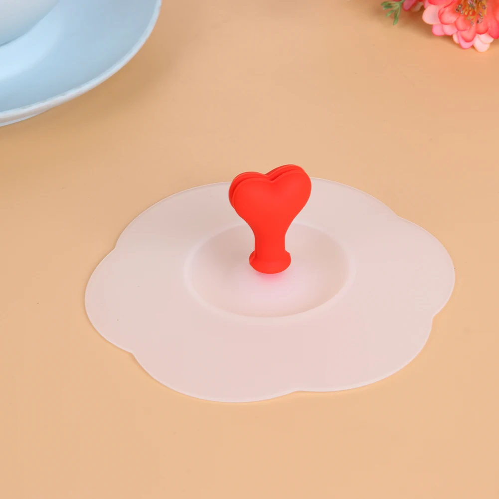 Силиконовая круглая крышка для чашки с разноцветным украшением в виде сердца, крышка для чашки для маленькой чаши, кофейная чайная чашка с крышкой, кухонная посуда для питья