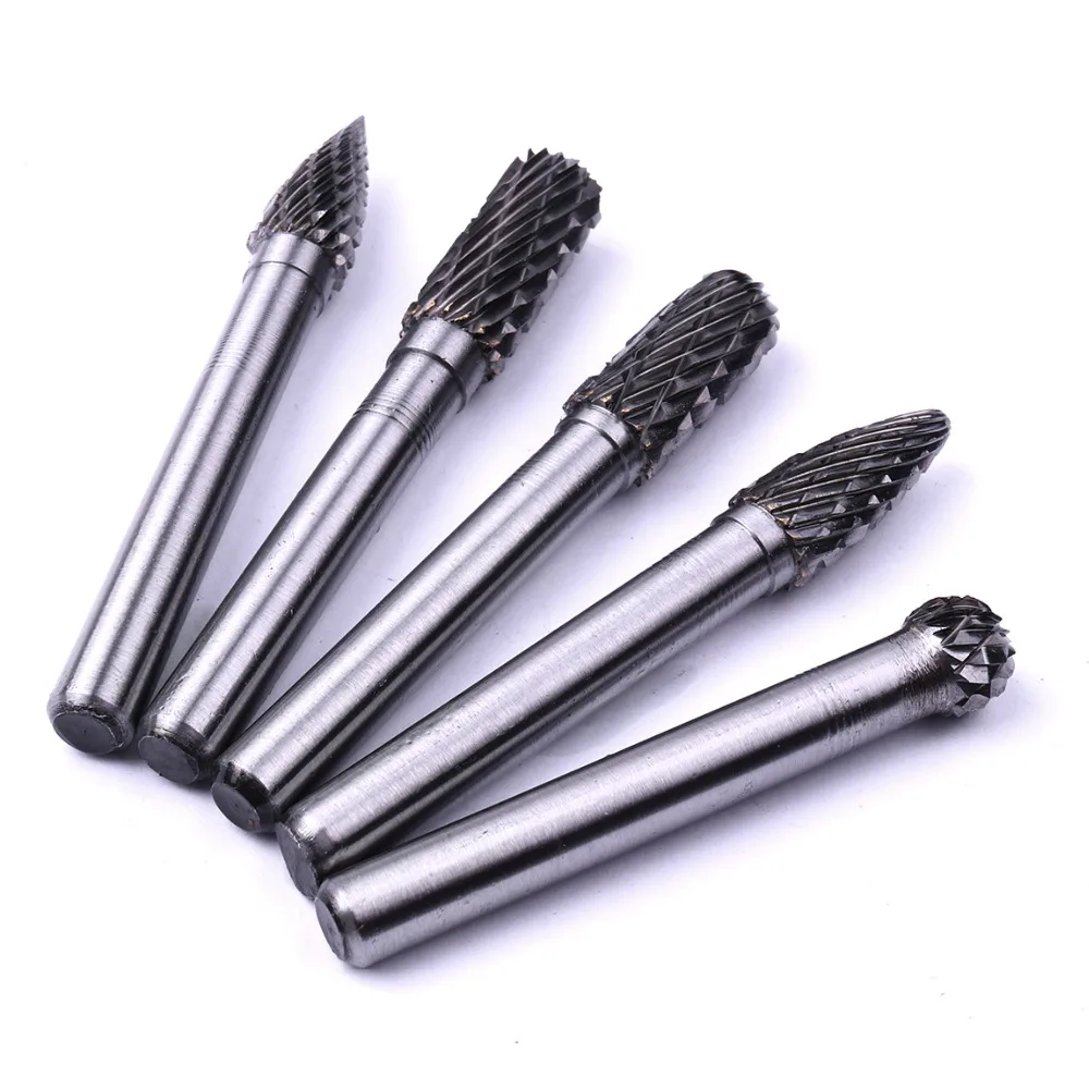 5Pcs Hot 6x8mm Rotary Files Tungsten Carbide Double cut Rotary Burr