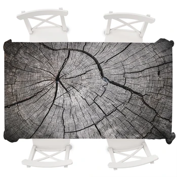 

Vintage Simple Home Decor Wood Rectangular Tablecloth Wedding Birthday Party Waterproof Table Cover Round Tablecloth Desk Cloth