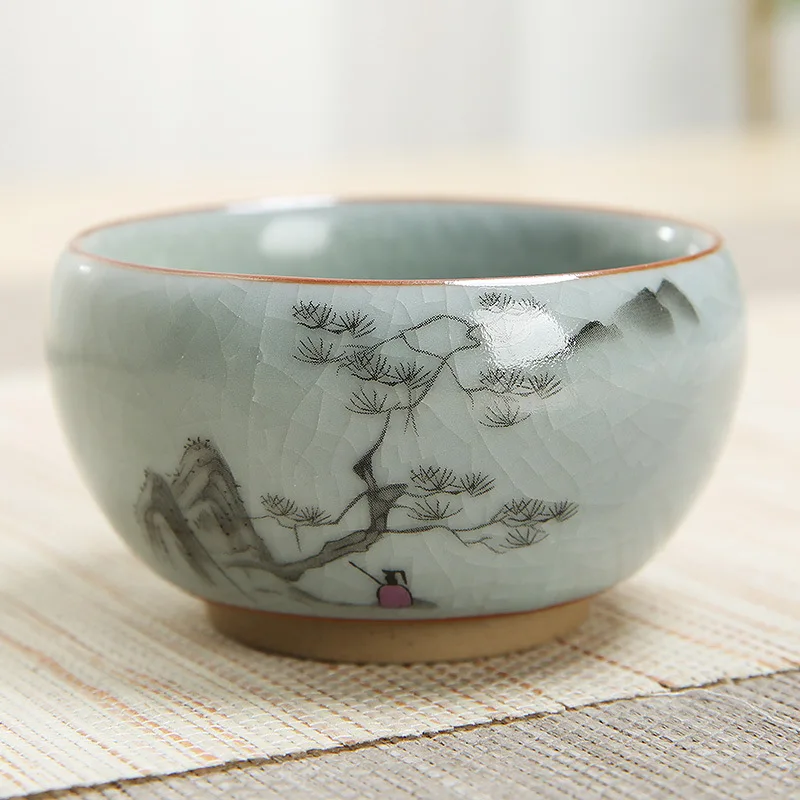 Ceramics your kiln ice crack ceramic tea cup master cup painted landscape painting tea cup