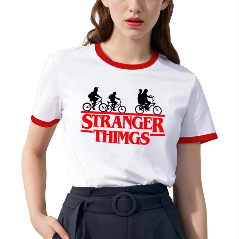 

Demogorgon tshirt The upside down Stranger Things Shirt Women Top Summer Short Sleeve Lycra T-Shirt For Female Casual Tees