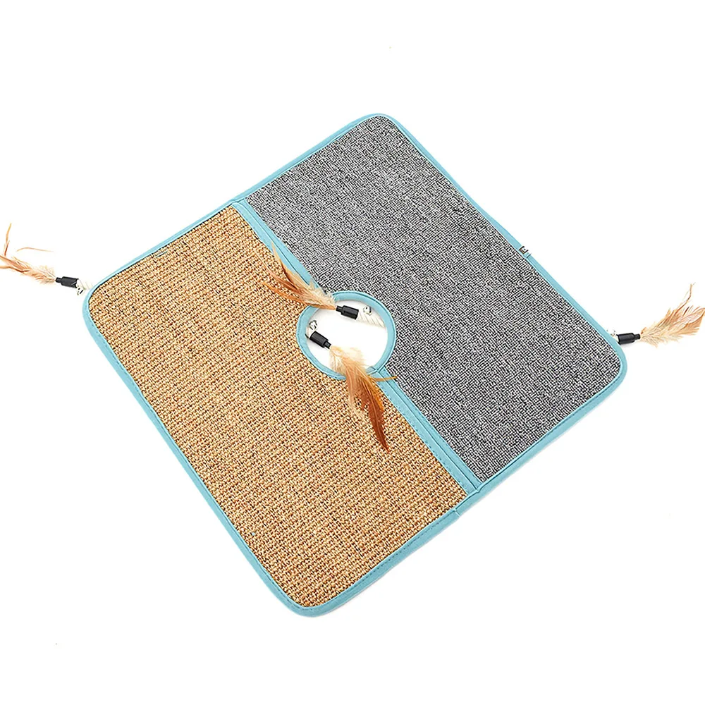 

Cat Scratcher Post Scratching Mat with Feather Wand Wrap Around Pole Sisal Blanket Scratcher Cat Scratch Play Toy