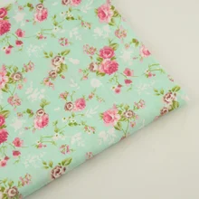 Постельное белье из саржи, хлопок, ткань с зеленым цветочным принтом, домашний текстиль, украшение, ткань для шитья