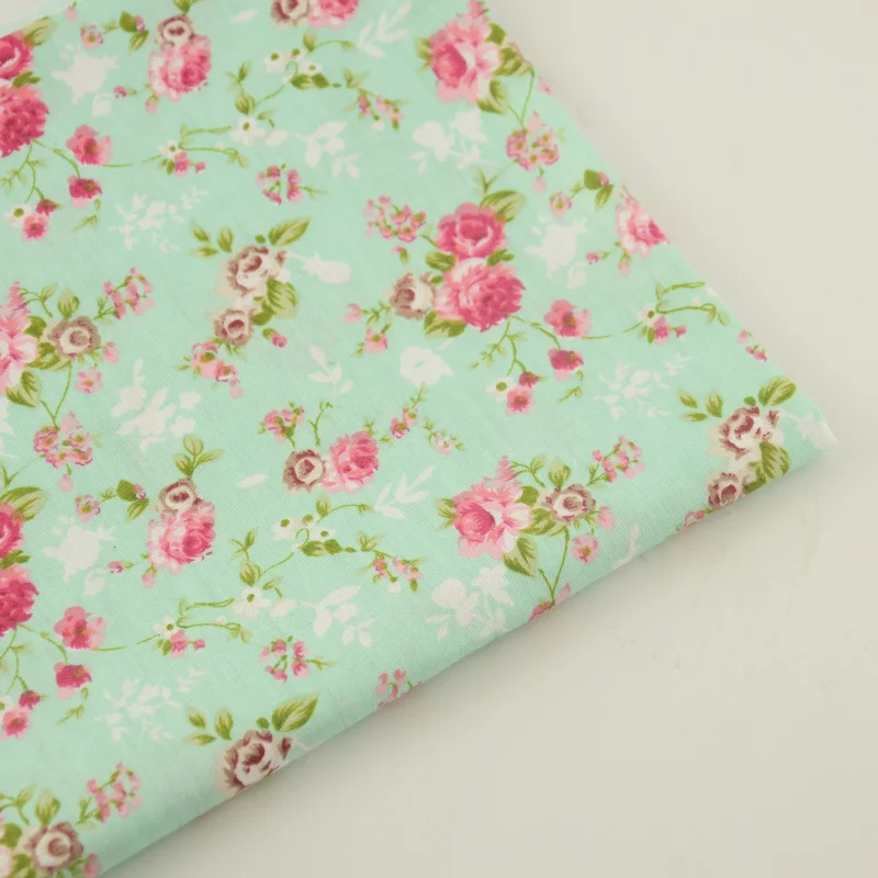 

Bedding Twill 100% Cotton Fabric Green Printed Floral Designs Home Textile Decoration Tecido Sewing Cloth Fabric Quilting Tela