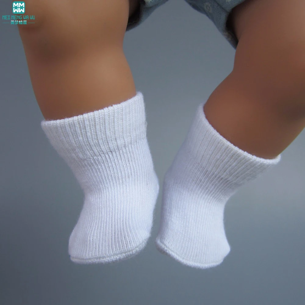 White socks flat shoes for dolls fit 43 cm baby born zapf dolls
