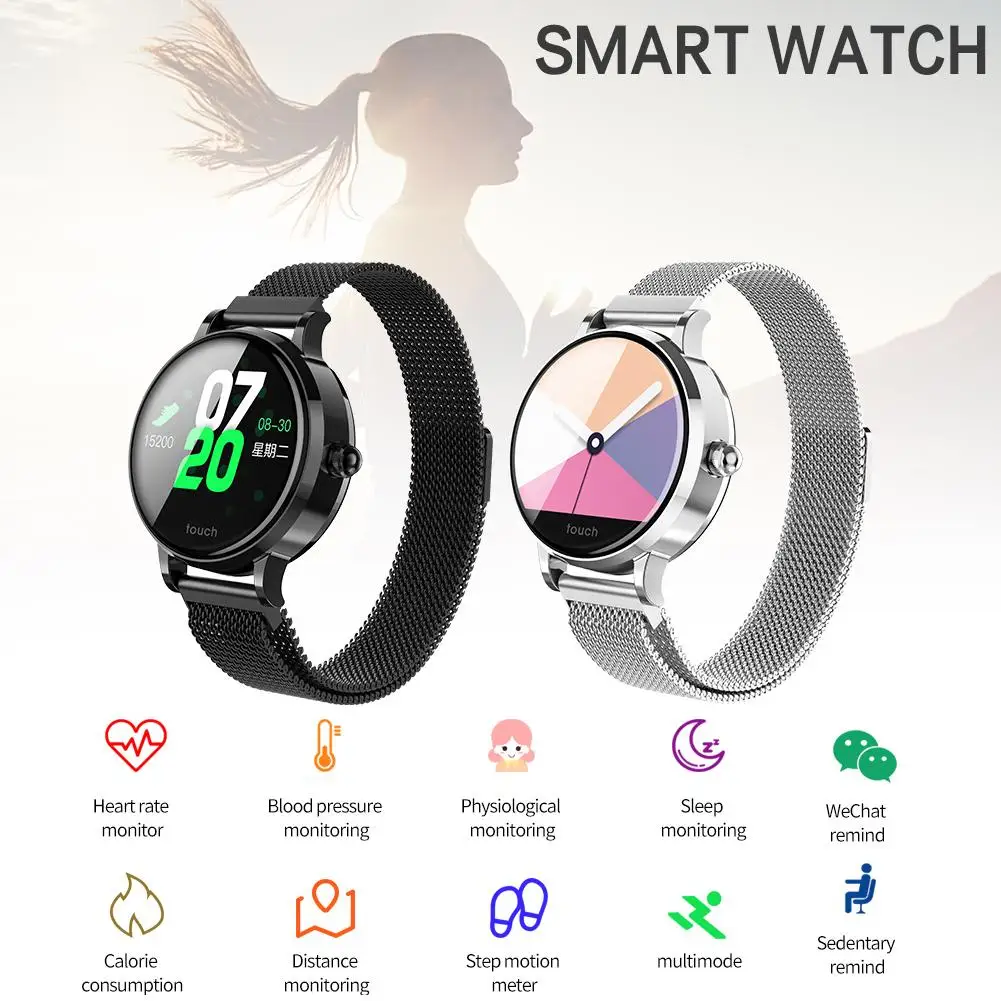 

S9 Smart Milanese Watch 1.04 Inch IPS Color Screen Female Physiological Cycle Exercise Heart Rate Blood Pressure For Women
