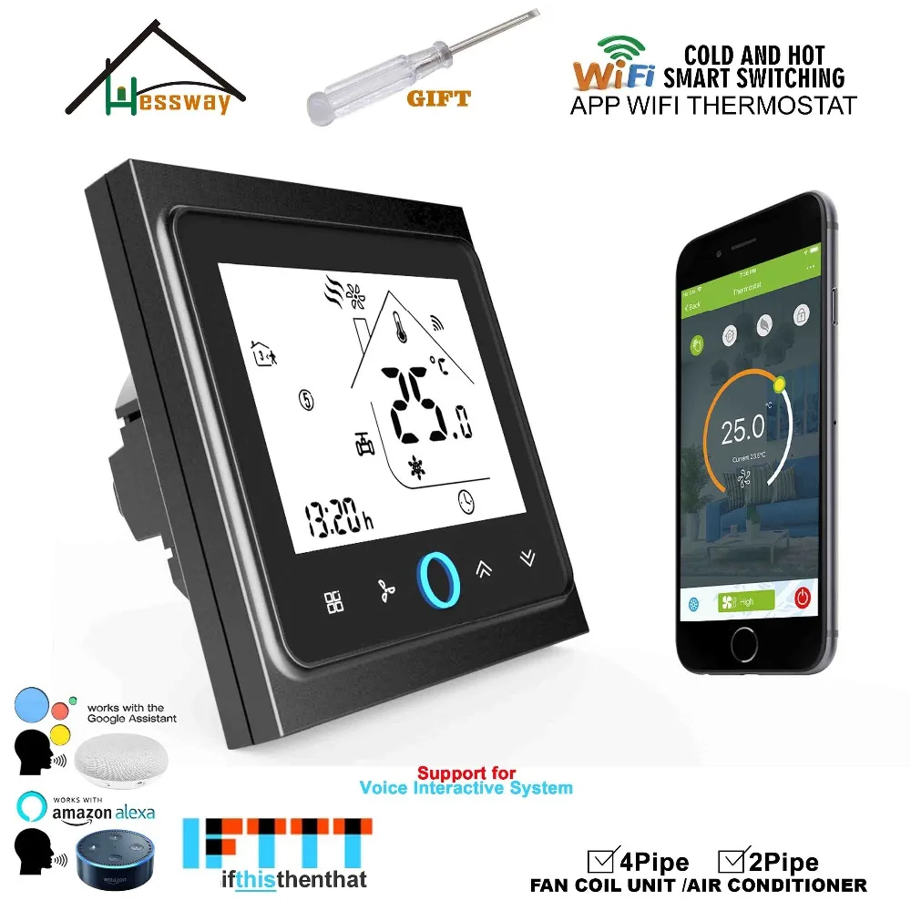 Цифровой беспроводной Wi Fi термостат HESSWAY 2p 4p для охлаждения/отопления контроль