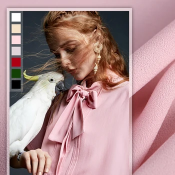 

155CM Wide 140G/M Weight Pink White Gray Black Solid Color Triacetate Polyester Fabric for Autumn Spring Dress Coat Jacket E739