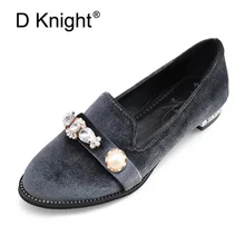 Бархатные женские лоферы Кристалл большого размера на плоской подошве женская повседневная обувь без шнуровки Женская Роскошная Брендовая обувь со стразами