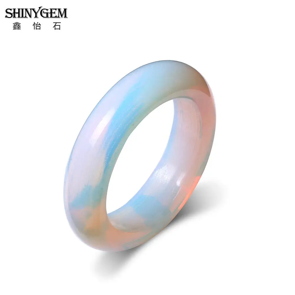 ShinyGem минимализм лунного камня из желтого золота кольца для Для женщин белый/прозрачный Гладкий женские кольца Размеры 7/8/9 модные повседневные Для женщин ювелирные изделия