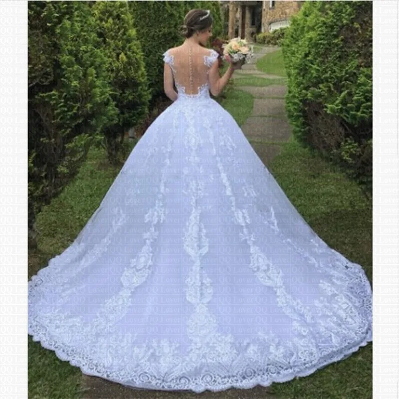 US $78.96 Backless Princess Embroidery Vestido De Noiva Wedding Dress 2020 Luxury Lace Bride Dress Amazing Neck Robe De Mariee