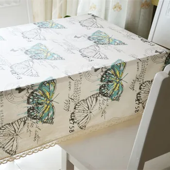 

Free Shipping Korean Butterfly Tablecloth House/Party/Dinner Cartoon Table Decor Refrigerator Linen Cotton Dust Cover