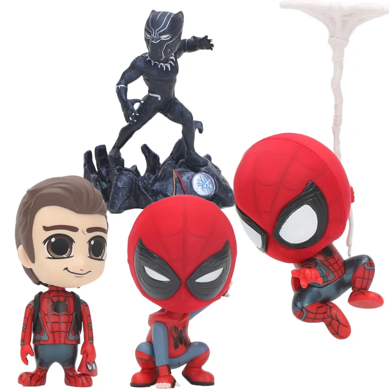 

10cm Avengers Infinity War Spider-man spiderman action figure black panther with mask PVC Action Figure Model toys