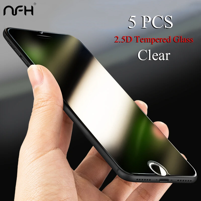 5PCS Glass For iPhone 6 SE 4 5 7 2.5 D HD 2.5D Transparent Screen Protector Covers Glass For