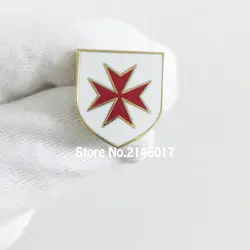 Крестоносец воин для рыцарь белый щит с красным Мальтийский крест с лацканами Булавки масонских Шпильки знак масоном 18 мм масоны брошь
