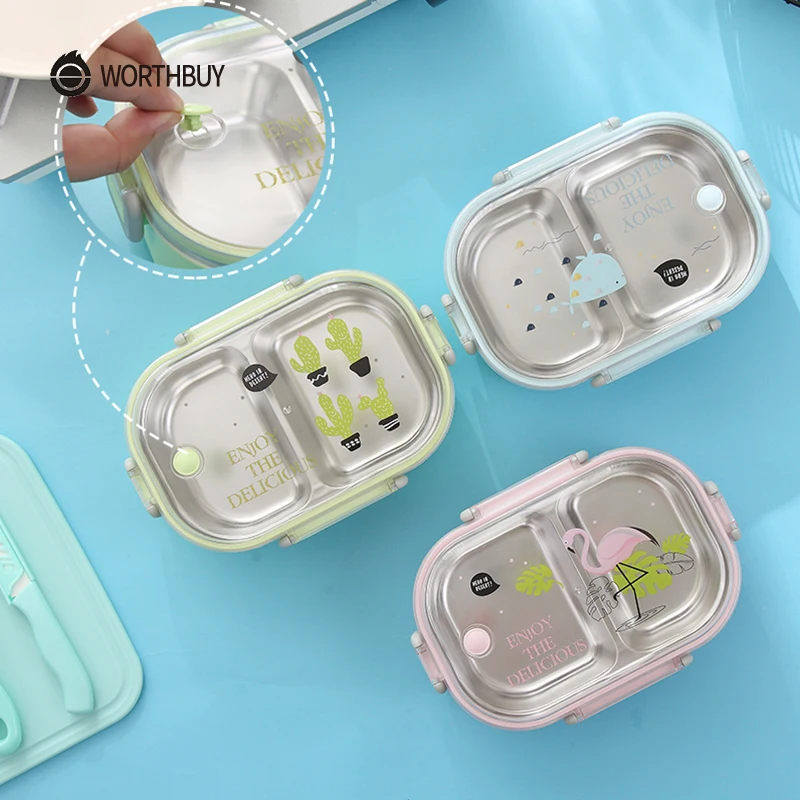 Online Lonchera de cartón worthshop para niños japonés 304 caja Bento de acero inoxidable a prueba de fugas para niños caja de almuerzo Bento caja de alimentos
