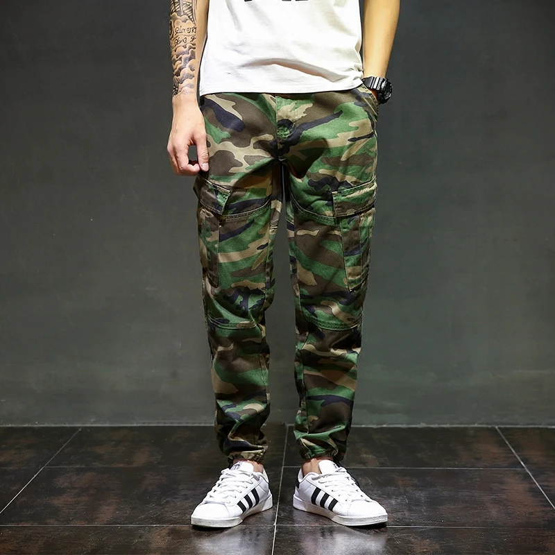 2018 Newly Fashion Men's Jeans Top Quality Camouflage Army Pants Green Color Streetwear Jogger Pants Brand Classical Cargo Pants