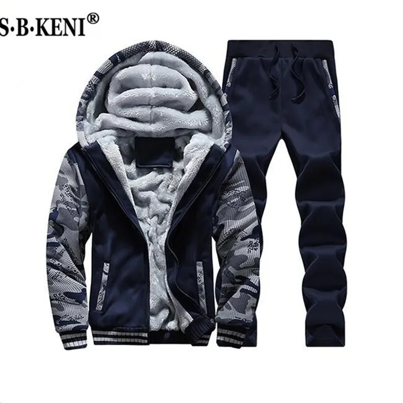  Wholesale Winter New Tracksuit Brand Men Sporting Fleece Thick Hoodies Casual Track Suit Men Jacket