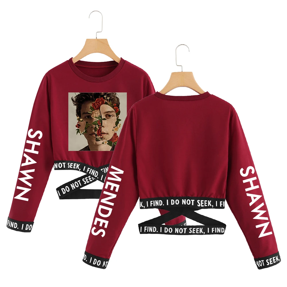 

Camisetas Mujer Verano 2019 Sexy Women Ladies Summer Slim Crop Tops Long Sleeve Shawn Mendes T Shirt Casual Knitted Short Tops