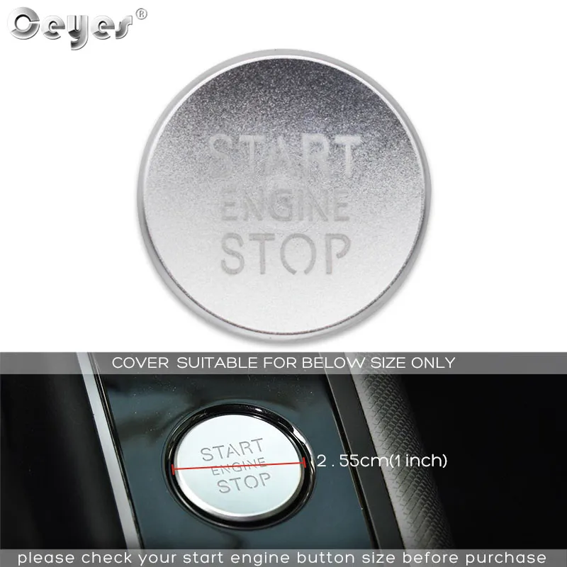 Ceyes аксессуары для салона автомобиля авто двигатель кнопка запуска стоп кольца Чехол для Audi B8 A6L A4 A5 A6 A7 Q3 Q7 Q5 8R C7 крышка - Название цвета: Silver Button Cover