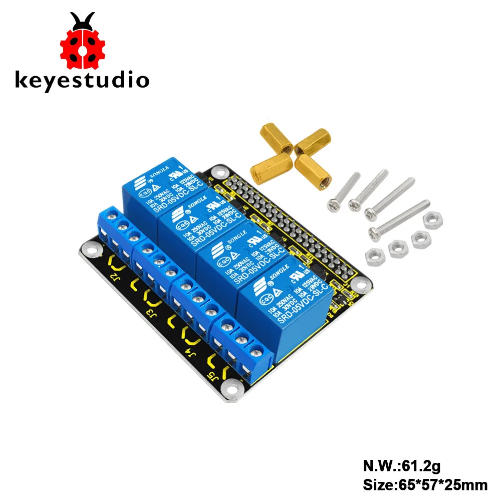 Keyestudio RPI 4channel-Relay 5В Щит для Raspberry Pi/CE сертификация