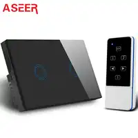 ASEER 、米国/AU 標準クリスタルガラスパネル、 AC110-240V 、 2 ギャング 1way ワイヤレスリモート壁スイッチ 1000 ワット、 CE FCC RoHs SAA