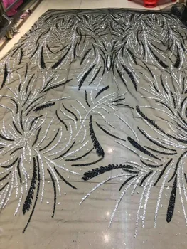 

5yards glued glitter ZH-10274 tulle mesh hand print lace fabric for sawing wedding bridal /evening dress
