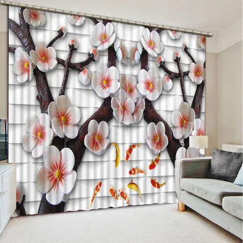 

Luxury Blackout 3D Window Curtains For Living Room Bedroom Customized size relief curtains flower curtain