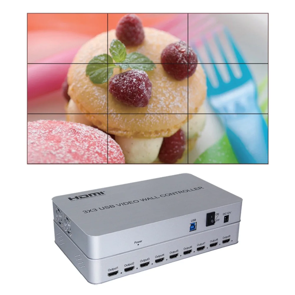 ТВ видеостена контроллер 1 USB 3,0 в 9 HDMI выход 2x2 2x3 2x4 3x3 изображения шить 9 ТВ показывает экран Сращивание
